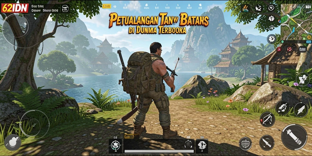 Tampilan gameplay 62IDN dalam dunia terbuka yang luas.