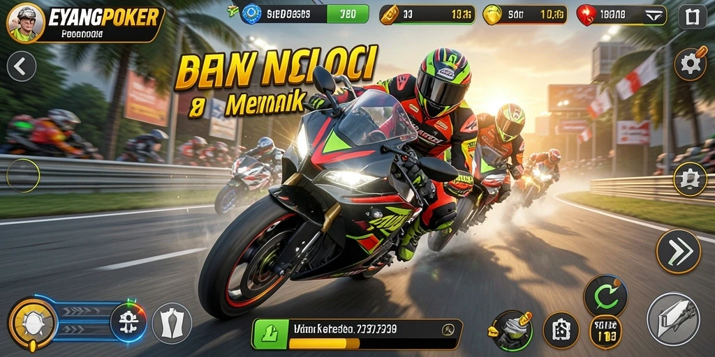 Tangkapan layar mengungkapkan aksi balapan sepeda motor yang mendebarkan.
