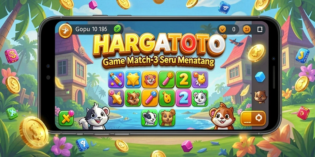 Tampilan gameplay HARGATOTO yang menarik dan penuh warna.