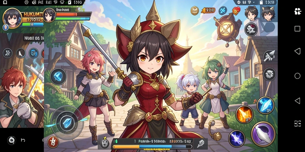 Tampilan gameplay menarik HUKUMTOTO dengan karakter anime yang ceria.