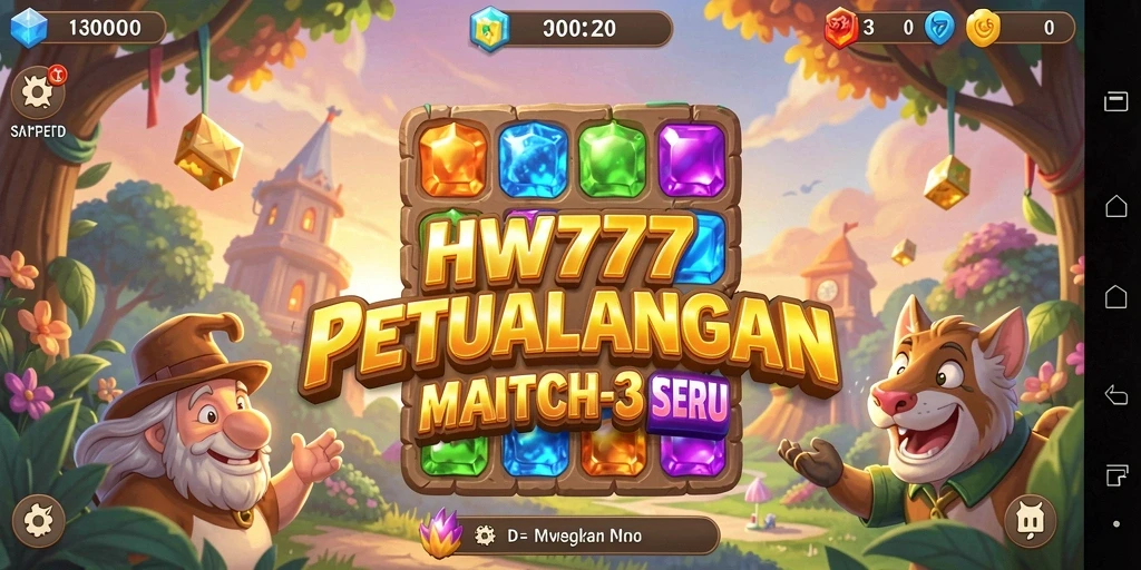 Tangkapan layar gameplay seru HW777 saat mencocokkan item Match-3.