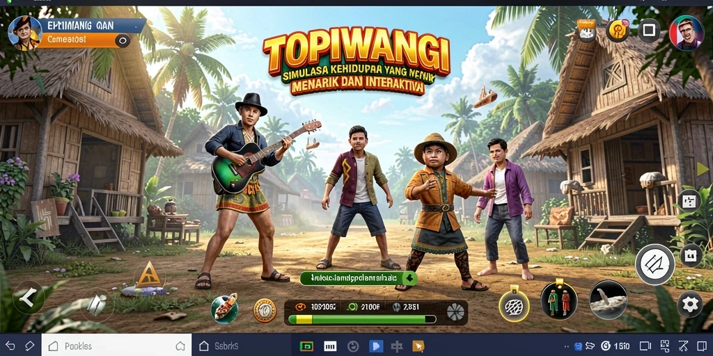 Gameplay interaktif di TOPIWANGI dengan berbagai aktivitas menarik.